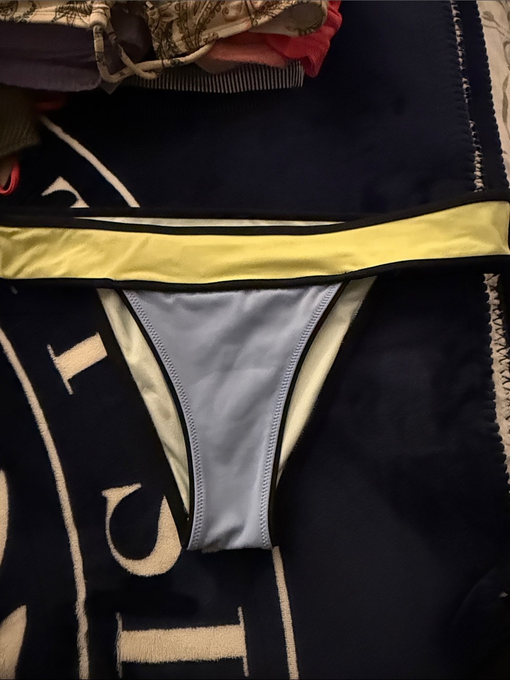 Victoria's Secret Light Blue Bikini Bottom with Yellow Trim